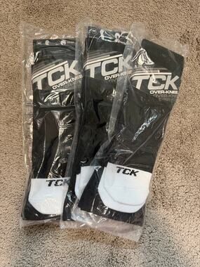 New TCK Prosport Over the Knee Athletic Socks Set of 3 Pairs, Black Size Med